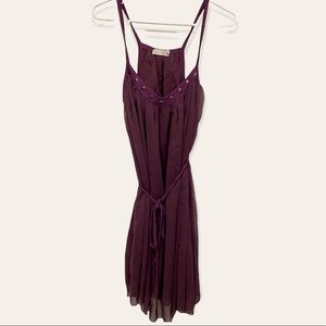 Purple dress with silver beads and waist tie